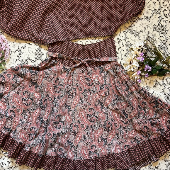 70’s Boho Paisley Peasant Skirt + Top Set - Picture 3 of 16